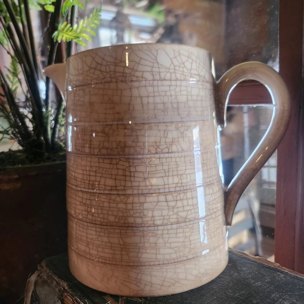 Elegant Cream Crackle Glaze Pitcher - Picture 1 of 7